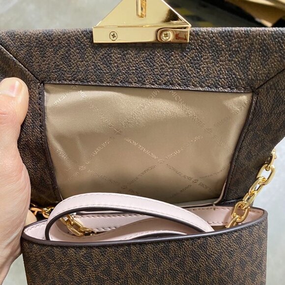 Michael Kors CECE Small Conv Flap Crossbody, Powder Blush/Signature - Picture 4 of 5